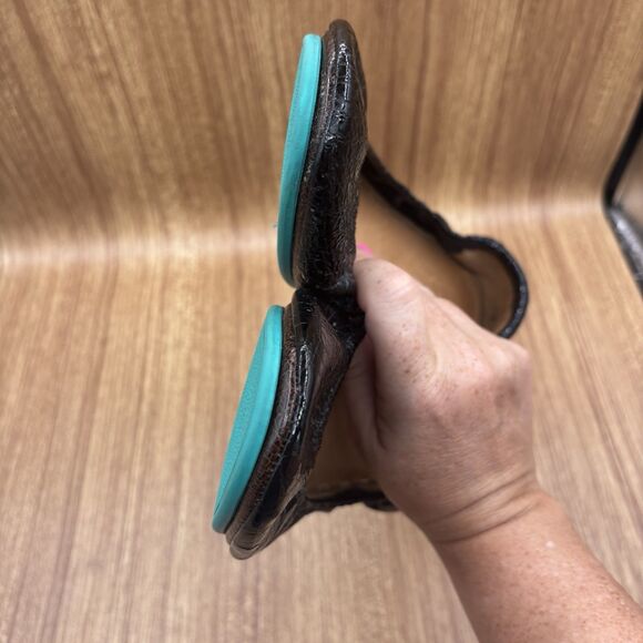 Tieks by Gavrieli Women Size 10 Foldable Ballet Flats Obsidian Black Croc Patent - Picture 16 of 16